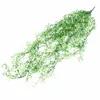 Decoratieve bloemen Kunstmatige slingerplant Vines hangende bladeren groen voor bruiloft achtergrond boog wandtor decor