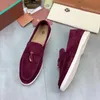 Sapatos casuais de camurça piana para mulheres panotes redondos decoração mental