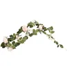 Fleurs décoratives 180 cm Artificielle Rose Fleur De Vigne De Mariage Real Touch Soie Avec Des Feuilles Vertes Pour La Maison Suspendus Guirlande Décor