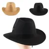 Bérets Western Cowboy Hat Pour Gentleman Lady Hiver Chaud Tenue Décontractée Femmes Hommes Feutre O5N0Bérets Pros22