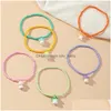 Perlé Strand 6Pcs / Set Doux Champignon Pendentif Bracelets Pour Femmes Filles Colorf Style Bohème Perles De Riz Bracelet Bijoux De Mode Gi Dhrn2