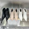 The Row, botas de diseñador para mujer, zapatos sexis con punta en pico, botas de tacón alto, botas cortas hasta el tobillo, caja con cordones de lujo para mujer