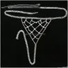 Inne Stonefans seksowne talia łańcuch ciała kryształowa biżuteria bielizny dla kobiet siatkowych stringi bikini majtki bielizna walentynowa gi dhntb
