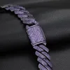 2023 Ny ankomst 20mm Prism Cuba Chain3 Tre rader Purple Zircon Diamond Balck Plated Hip Hop Style Högkvalitativ Copper Brass Chain Halsband