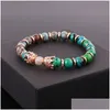 Beaded Strand Drop Design Natural Stone Agate Jade Beads Cz Pave Crown Charm Braccialetto elastico personalizzato Gioielli da donna Consegna regalo Brac Dhsi9