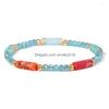 Perlenstrang Colorf Facettierte Glaskristallperlen Armbänder Für Frauen Männer Kaiserstein Quader Charm Armband Boho Sommer Party Jewe Dh4Ib