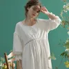 Vêtements de nuit pour femmes femmes femmes ample grande taille coton robe de nuit printemps été manches trois-quarts nuisette princesse Vintage carré