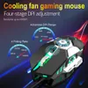 Souris 6 boutons Gaming USB filaire souris de jeu professionnelle avec ventilateur de refroidissement 6400DPI RGB pour ordinateur portable PC Gamer Gaming Mause