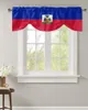 Curtain Haiti National Flag Day Blue Red Window Kitchen Cabinet Coffee Tie-Up Valance Rod Pocket Short