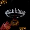 Haarspangen Haarspangen Hochzeit Braut Sier Tiara Zirkon Braut Stirnband Kopfschmuck Frauen Accessoires Krone Schmuck Drop Lieferung Hairje Dhltb