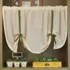 Curtain Blackout Short Curtains For Kitchen Cotton Roman Blinds Window Treatment Tie Up Rod Pocket Cutains Living Room