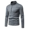 남자 스웨터 스웨터 2023 외국 무역 유럽 ​​크기의 플라켓 지퍼 디자인 단색 하이 칼라 바닥 셔츠 c