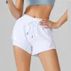 LL Sommer hohe Taille Kordelzug Sportshorts weiblich zeigen dünne Fitnesshosen laufen Anti-Walk Yoga Shorts183