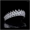 Hårklämmor Barrettes MyFeivo Luxury Barock Crown Fl Zircon Wedding Tiaras Princess Diadem Women smycken Tillbehör HQ0564 Drop D Dhaxb