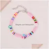 Perlé Strand Bohème Plage Vacances Style Coeur Bracelet Cheville Arc-En-Étoile Mode Femmes À La Main Tissé Colorf Riz Perle D'été J Dhxhg