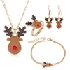 Brincos de colar Set Setes de Natal Snowman Snow Elk Snowflake Tree Santa Stud Bracelet Jewelry 2023 Tende