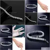 Urok bransolety lodowe Cz łańcuch tenisowy bransoletka luksusowa złota 925 Sterling Sier Kolor Women Hiphop Bling Fashion Biżuteria Dostarcz dhgvg