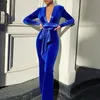 2021 Autumn Winter Rompers Women Jumpsuits Club V Neck High Taille Solid Bodycon Regular Long Sleeve vrouwelijke bodysuits vrouwen