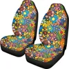 Car Seat Covers INSTANTARTS Retro Hippie Flower Pattern Universal Bucket Front Protector Fit For Most Cars Easy To Intall