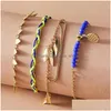 Kralen streng goud vergulde sterronde pailles hanger keten strand gekleurde steen kunstmatige parel set armband voor vrouwen boho mode j dheod