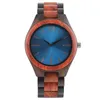 Montres-bracelets pour hommes Creative pleine montre en bois de luxe noir/saphir bleu lustre cadran bambou bois Quartz-montre décontracté Sport horloge Reloj Hombr