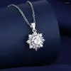 Chains Silver Plated Sunflower Necklace Pendant Super Flower With Cubic Zirconia For Women Wedding Jewellery