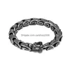 Braccialetti di collegamento a catena Braccialetto di drago punk vintage per uomo Personalità in acciaio inossidabile Trendy Head Bangle Fashion Hip Hop Street Jewe Dhvqc