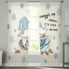 Curtain Coffee Gnome Snowflake Winter Chiffon Sheer Curtains For Living Room Bedroom Decoration Window Tulle Drapes