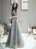 Элегантное вечернее платье с панелью блестящей Vestaglia Donna Sequin Crystalls Deep V Mermaid Gemaid Gemaid