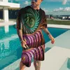Survêtements pour hommes Couleur Swirl Pattern Impression 3D Ensembles de t-shirts à col rond pour hommes Shorts décontractés d'été Ensemble 2 pièces Survêtement surdimensionné Homme