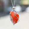 سلاسل 2023 Natural Crystal Original Stone Bamboo Metal Mesh Bag Necklace for Women Men Giftalful Giftable Amplable