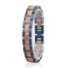 Bedelarmbanden 9 mm mannen dames armband roestvrijstalen metaal eiken houten blauwe bandlets fabrieksprijs