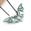 Pendant Necklaces Natural Mother Of Pearl Abalone Shell Necklace Bat Big Ears Shape Alloy Neck Chain For Women Men Jewelry Gifts