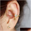 Boucles d'oreilles à dos vissé à clip Délicat Pave Sparking Classic Ear Cuff Design Cz Flower Leaf Leaves No Pierced Clip Women Party Dh0Zj