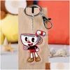 Porte-clés Longes The Cuphead Show Porte-clés Homme Acrylique Porte-clés Femmes Bague Pour Enfant Pendentif Titulaire De Mode Alliage Brelok Drop Del Dhlfv