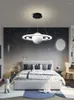 Żyrandole Nowoczesne LED żyrandol Pokój Lekki chłopiec Prosty sypialnia Kreatywna kreskówka w kolorze okrągłej szklanej planety kosmicznej