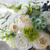 Decorative Flowers Bridal Bridesmaid Artificial Silk Roses Flower Simulation Holding With Satin Ribbon Mariage Bouquet Wedding Accessories