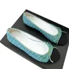 Damen-Schuhe mit niedrigen Absätzen, Designer-Tweed-Slip-On-Slipper, Ballettschuh, klassische blaue, rosafarbene, blaue Sandalen mit Fliege, Flip-Flops, Damen-Freizeitschuh für den Außenbereich als Geschenk