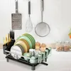Tigelas rack de secagem de prato de grande capacidade Dreneadores de pia de cozinha prateleira organizadora com suporte de utensílio para bancada