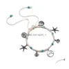 Anklets Starfish 짠 바다 웨이브 펜던트 해변 Anklet Turquoise 수제 조절 가능한 밧줄 껍질 발목 팔찌 드롭 배달 보석 DHG1W