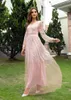 2022 NOVO Design Projeto Spring Summer Solid Solid Mesh Dress Long Dress Dress Vestidoswomen de manga longa elegante