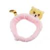 Haaraccessoires Elasticiteit Coral Fleece Bow Hoofdbanden Girls Cute Animals Tiger Band Headwear Women Face Washing Make -up