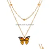 Naszyjniki wisiorek naturalny naszyjnik z perłową słodką wodą dla kobiet chłodny łańcuch obojczyka złoty podwójny motyl moda ślub deliv dhfit