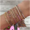 Braccialetti di collegamento a catena Uilz Classic Gold Color Ladies Bracciale tennis con zirconi cubici Women Girl Fashion Box Jewelry Bangles On Hand Dr Dhdmg