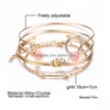 Chain Link Armband Women Fashion 4 PCS/ Set Classic Arrow Knot Crystal Gem MTI Layer Justerbart Open Party Armband Smyckesgåvor DHBUZ