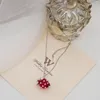 Pendant Necklaces Minar Cute Romantic Clear Red Resin Strawberry Necklace For Women Silver Color Thin Chain Simulation Pearls