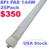 أضواء أنبوب LED 8FT ، 144W 18000LM 6500K ، T8 FA8 مصابيح LED دبوس واحد (300 واط LED Plusscn