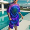 Survêtements pour hommes Couleur Swirl Pattern Impression 3D Ensembles de t-shirts à col rond pour hommes Shorts décontractés d'été Ensemble 2 pièces Survêtement surdimensionné Homme