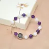 Charm Bracelets Gemstone Adjustable Amethyst Beaded Crystal Anniversary Mothers Day Moonstone Bracelet For Women Wrist Ornament Natural