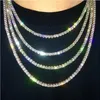 2023 Designer Single Ice Chain Necklace Crystal Luxury Diamond sieraden Titanium staal Europese en Amerikaanse straat hiphop rij tennismannen vrouwen